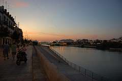 Calle Betis and the Guadalquivir at twilight
